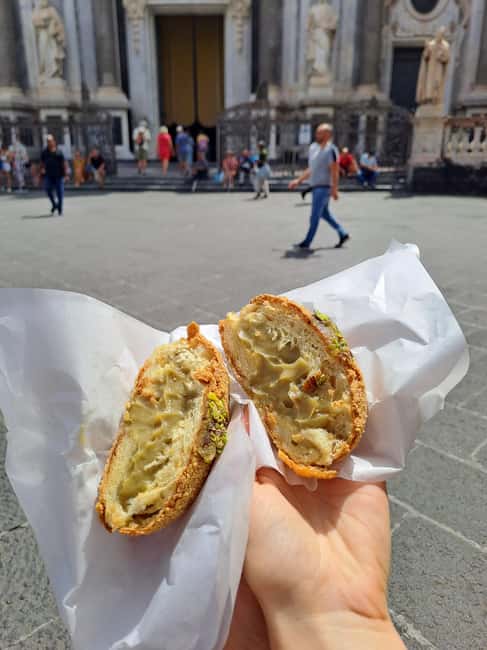 Catania: Street Food Guided Walking Tour - Roman Amphitheater and the sweet finish: cannoli, granita, and the fish cone