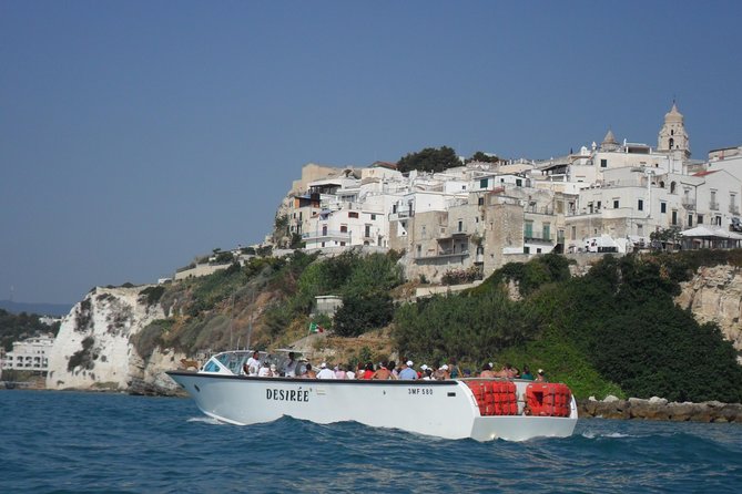 Desirèe experience. Visit of the marine caves of Vieste - Docking at Desirèe and boarding quickly at Scalo Marittimo