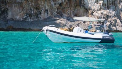 From Arbatax: RIB tour to Cala Mariolu and Cala Goloritzè - Boat details: Domar F8 vs Domar F6.5 and what that means for comfort