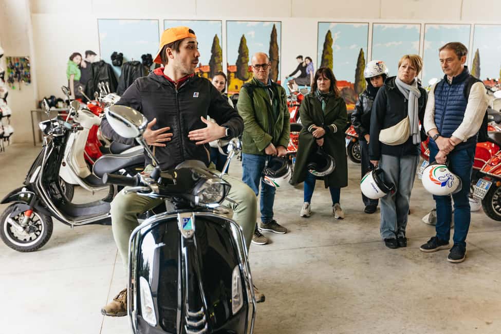 From Florence: Tuscan Countryside Vespa Tour with Tastings - The tasting break: prosciutto, cheese, pasta, and Chianti with a view