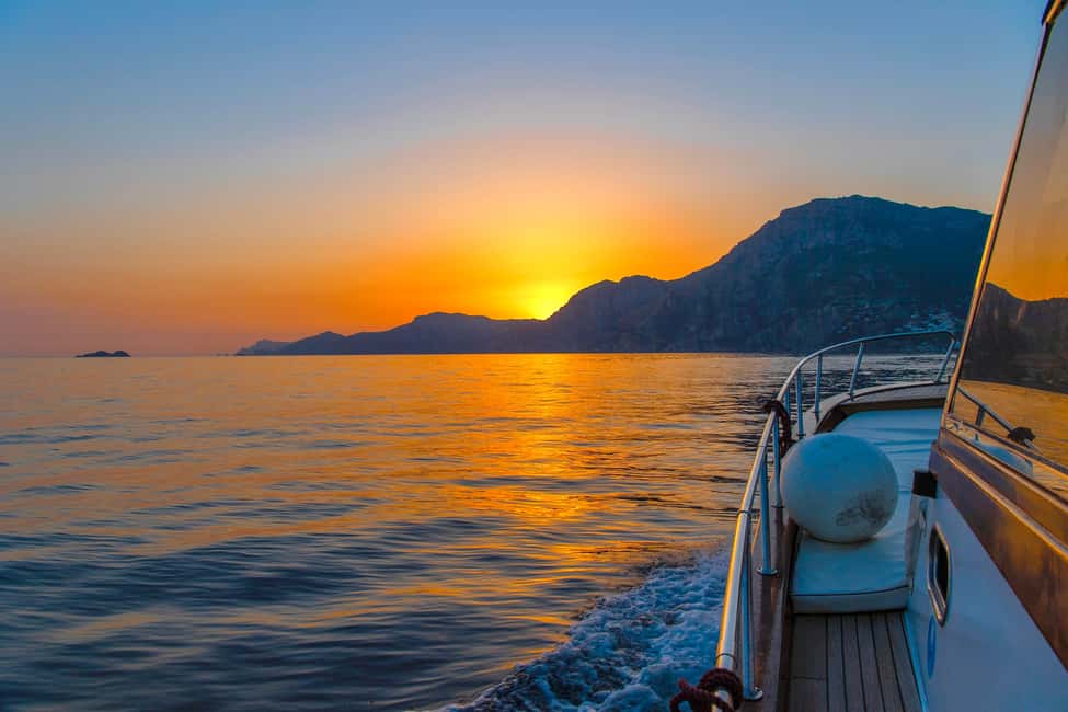 From Positano: Amalfi Coast Sunset Cruise - Group Tour - Praiano and the cliff towns: the first 30 minutes set the scene