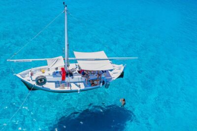 Guided day by boat in Carloforte with snorkelling and aperitif - A Crystal-Clear Cove Stop for Sails and Swim Time