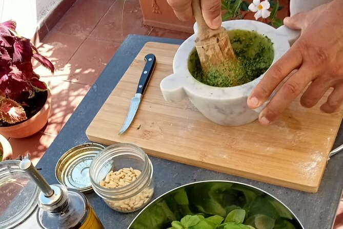 Homemade Pasta and Pesto Class with a Local Chef in Genoa - Making Ligurian pesto the classic way, one ingredient at a time