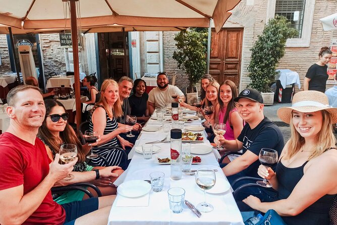 Jewish Ghetto & Piazza Navona: Food, Wine & Sightseeing Rome Tour - Seven Tastings and Drinks: What the Evening Meal Actually Feels Like