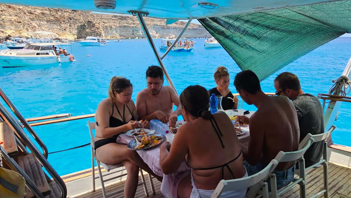 Lampedusa: Yacht excursion, swimming stops and typical lunch - The guide and the food are part of the “wow”