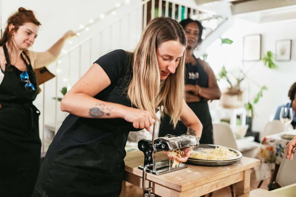 Milan: Pasta & Tiramisu Cooking Class with Premium Products - The meal after cooking: family-style, wine included