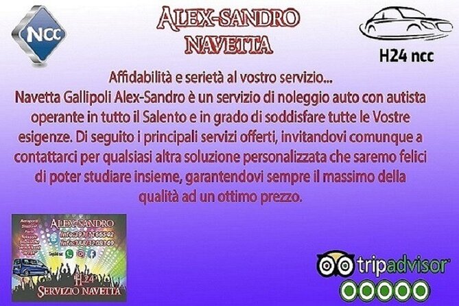 Private car rental with driver in Salento - Comfort inside: air-conditioning and late-night readiness