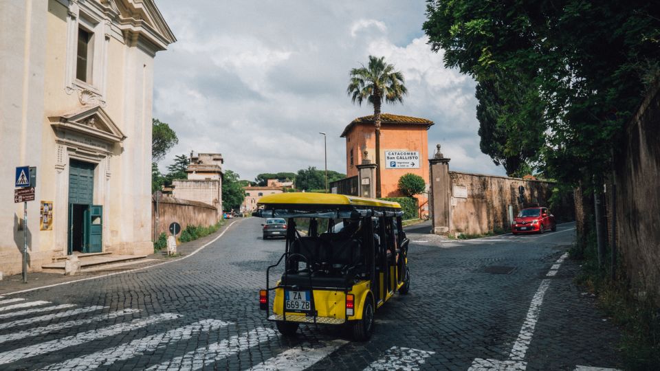Rome: Appian Way Golf Cart Tour with Roman Catacombs Entry - Roman Catacombs: the stairs, the cold air, and the site guide