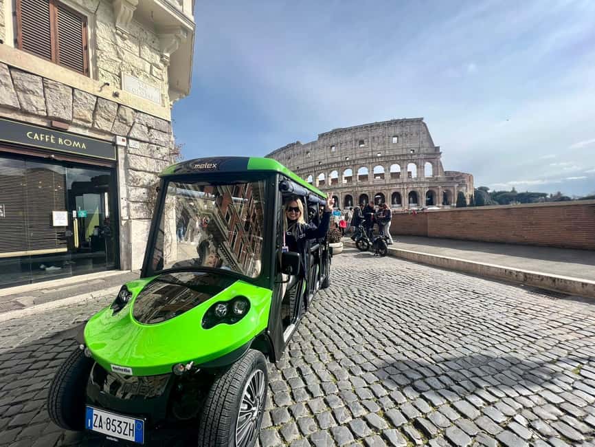 Rome: Golf Cart Tour with Artisanal Gelato Tasting - Outside the Colosseum: Safety Briefing, Then Classic Views