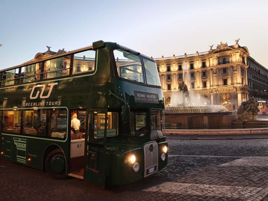 Rome: Nighttime Tour by Open-Top Bus with Tasting Stop - The route: major squares and bridges from the upper deck