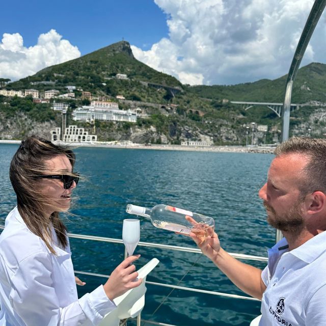 Salerno: Amalfi Coast Cruise with Lunch, Aperitif & Swimming - Positano lunch window and the Marmorata Waterfall area