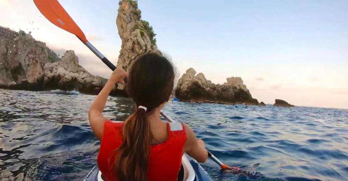 Taormina: Kayak Coastal Tour to Isola Bella and Blue Grotto - What happens out there: caves, rocks, and real swim time