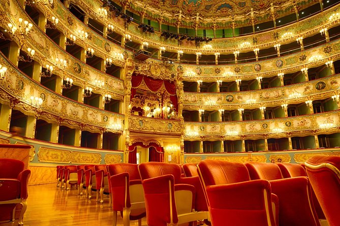Teatro La Fenice Tour in Venice - Inside the foyer and auditorium: Baroque décor, velvet seats, and the Royal Box