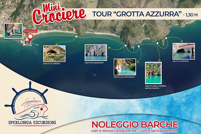 Tour - Mini Cruise at the Blue Grotto - Gliding Toward Itri and Gaeta Coastlines
